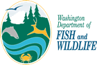 WDFW Logo with deer, salmon and crab
